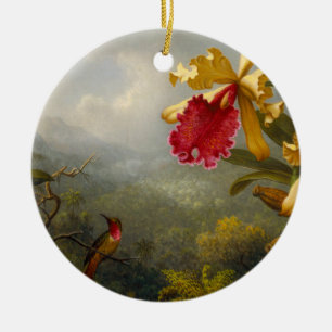 Décoration En Céramique Orchidées et colibri Heade