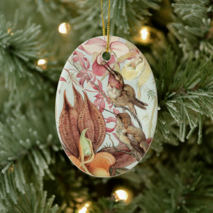 Décoration En Céramique Orchidées tropicales vintage, fleurs et colibris