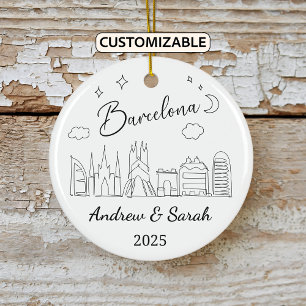 Décoration En Céramique Ordinateur Skyline personnalisé Barcelona Ornament