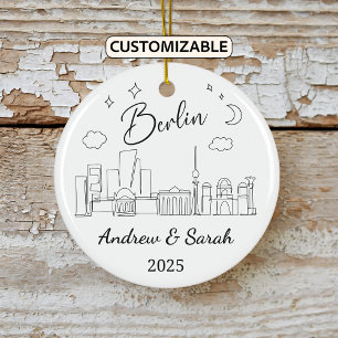 Décoration En Céramique Ordinateur Skyline personnalisé Berlin Ornament, A