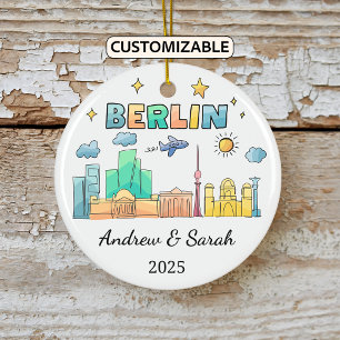 Décoration En Céramique Ordinateur Skyline personnalisé Berlin Ornament, A