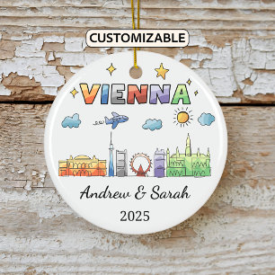 Décoration En Céramique Ordinateur Skyline personnalisé Vienna Ornament, A