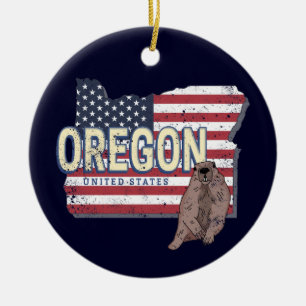 Décoration En Céramique Oregon State États-Unis Retro Map USA Souvenir