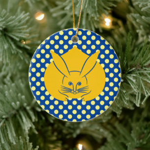 Décoration En Céramique Oriental Jaune Bleu Japon Rabbit Mon Vector Art
