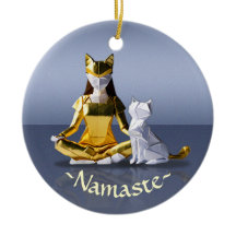 Origami Gold Foil Yoga Méditer Catwoman and Cat