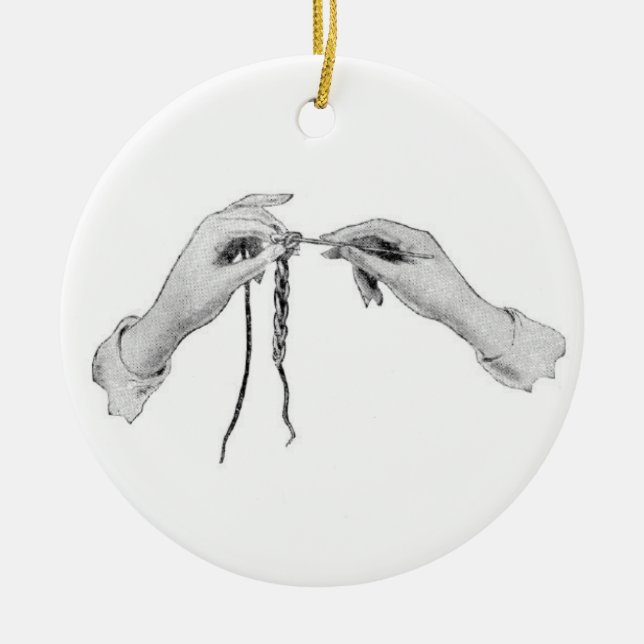 Décoration En Céramique Ornament crocheting hands vintage (Devant)