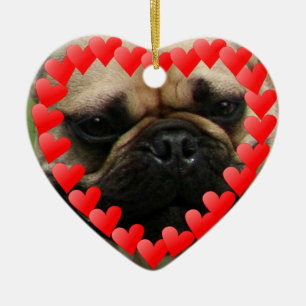 Décoration En Céramique Ornamnet de coeur du bouledogue français de