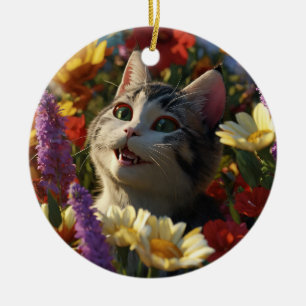 Décoration En Céramique "Ornements de chat personnalisés pour les vacances