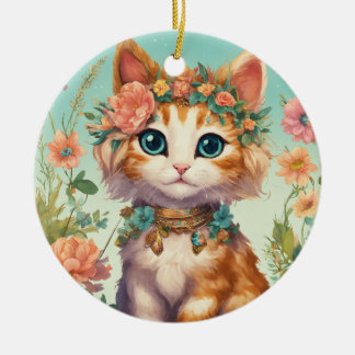 Décoration En Céramique "Ornements de chats de charme - Parfait pour les A