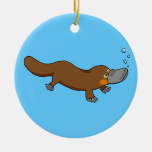 Décoration En Céramique Ornithorynque canard-affiché par natation mignonne