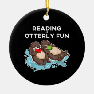 Décoration En Céramique Otter Gift Sea Otter livre lecture livre livre l
