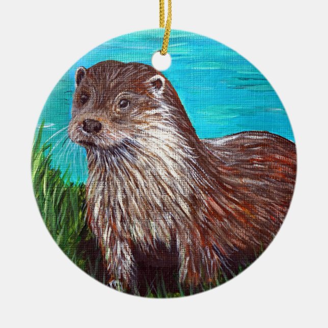 Décoration En Céramique Otter par une peinture fluviale (Devant)