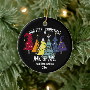 Décoration En Céramique Our First Christmas Rainbow Pride Tree Personalize