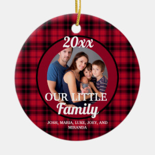 Décoration En Céramique Our Little Family Photo Buffalo Plaid Christmas