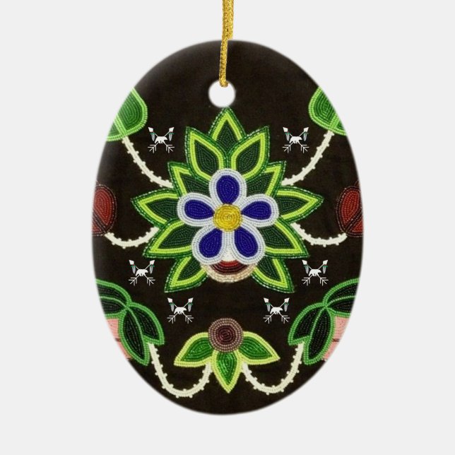 Décoration En Céramique Ours et flèches floraux ojibwe (Devant)