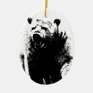 Décoration En Céramique Ours polaire noir et blanc Pop Art