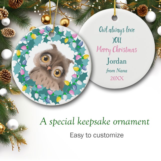 Décoration En Céramique Owl Toujours Aimer You Holiday Wreath (Créateur téléchargé)