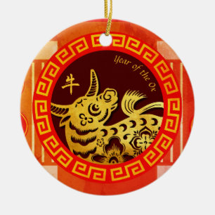 Décoration En Céramique Ox palanquin chinois stylisé Année 2021 CRO
