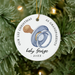 Décoration En Céramique Pacifier Garçon Premier Noël Grand-parents photo
