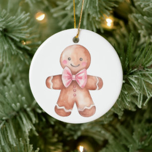 Décoration En Céramique Pain d'épice rose homme Noël