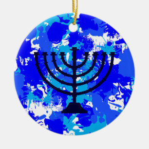 Décoration En Céramique Paint Splatter Menorah