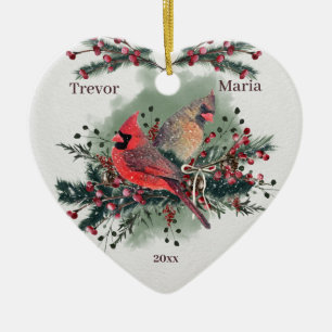 Décoration En Céramique Paire des Cardinaux 1er Noël Ensemble