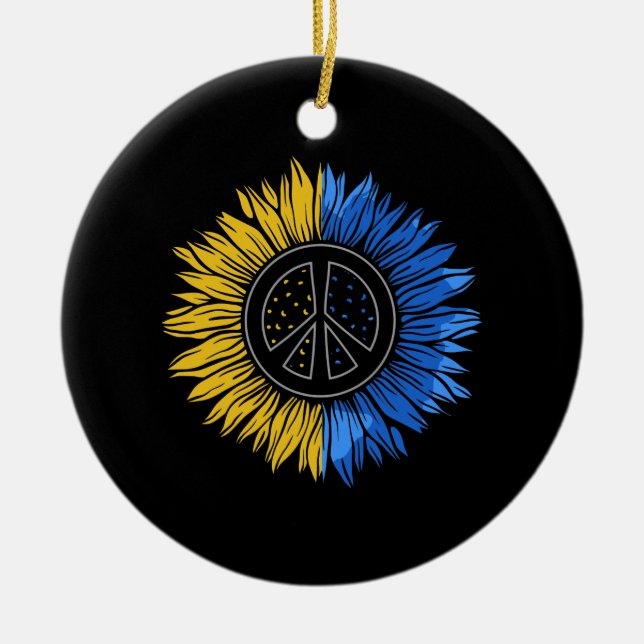 Décoration En Céramique Paix en Ukraine Tournesol TShirt pour femmes Ukrai (Devant)