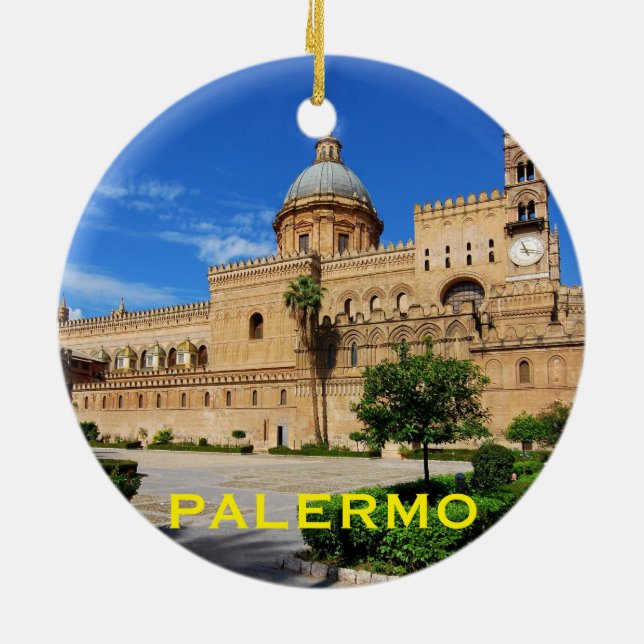 Décoration En Céramique Palerme Sicily Picture Christmas Ornament (Dos)