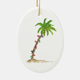 Décoration En Céramique Palmier de plage tropicale Aquarelle Noël