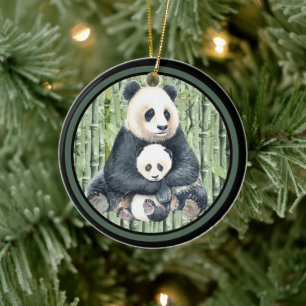 Décoration En Céramique Panda Bear Momma and Baby  