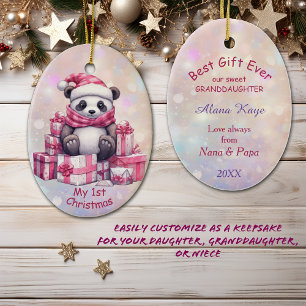 Décoration En Céramique Panda Bear Pink Grille Première Noël