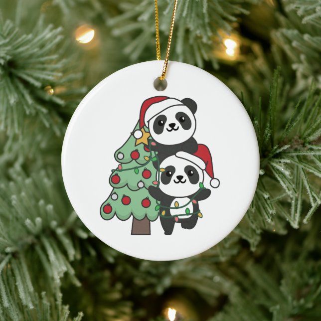 Décoration En Céramique Panda Christmas Tree Animaux de Noël Pandas (Arbre)