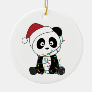 Décoration En Céramique Panda Noël Neige Hiver Animaux Pandas Adulte C