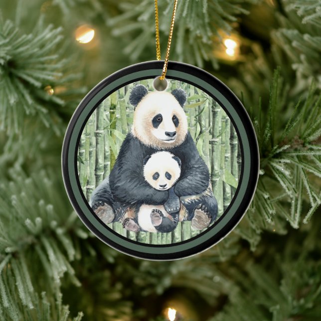 Décoration En Céramique Panda ours maman et bébé (Arbre)