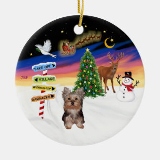 Décoration En Céramique Panneaux de Noël - chiot Yorkshire Terrier