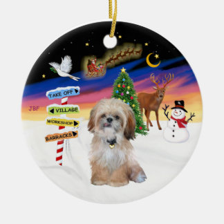 Décoration En Céramique Panneaux de Noël - Shih Tzu (P)