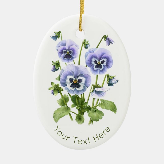 Décoration En Céramique Pansies violettes personnalisées (Devant)