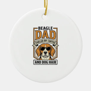 Décoration En Céramique Papa Beagle alimenté par le café et le maillot de