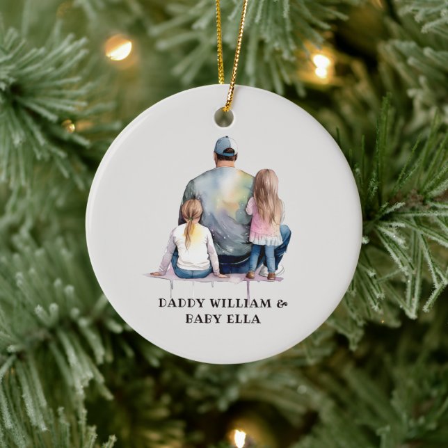 Décoration En Céramique Papa et filles personnalisées (9) (Arbre)