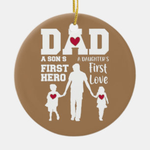 Décoration En Céramique Papa Fils Premier Héros Fille Premier Amour Père