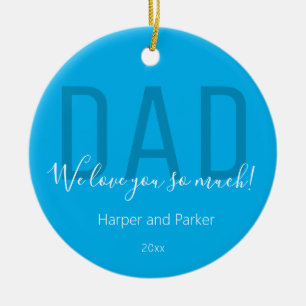 Décoration En Céramique Papa Nous t'aimons Bleu Blanc Nom Année Fête des p