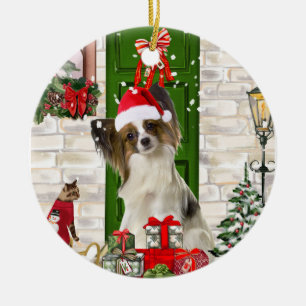 Décoration En Céramique Papillon Chien Noël