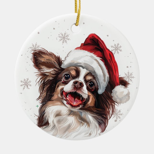 Décoration En Céramique Papillon Dog Christmas Personalized (Devant)