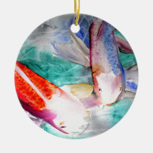 Décoration En Céramique Papillon Koi aquarelle japonais Poisson Art