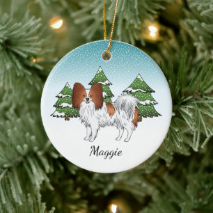 Décoration En Céramique Papillon Rouge Et Blanc Mignon Chien Dans La Forêt