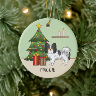 Décoration En Céramique Papillon Tricolore Dessin Animé Chien Près D'un Sa