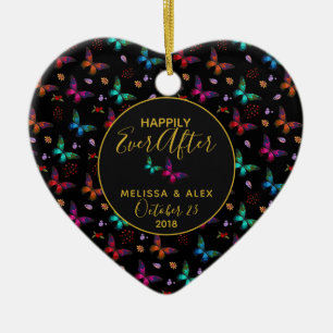 Décoration En Céramique Papillons Heureux Jamais après Mariage