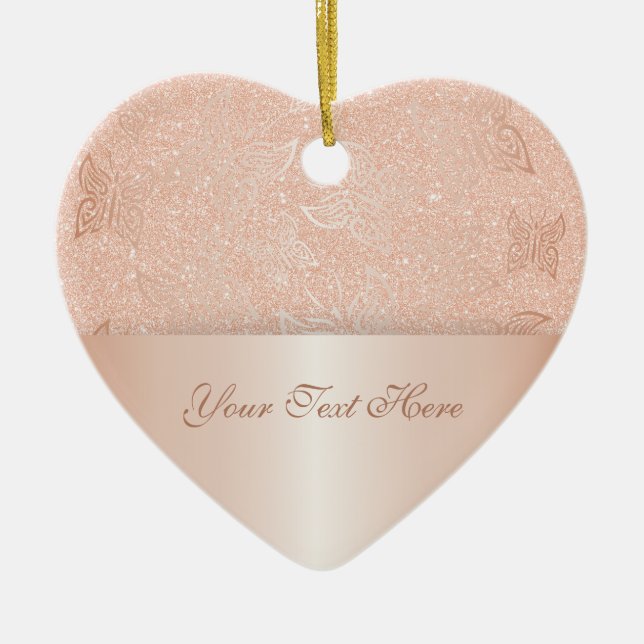 Décoration En Céramique Papillons Rose Gold Personnaliser (Devant)
