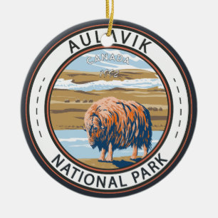 Décoration En Céramique Parc national Aulavik Vintage de boeuf musqué du C