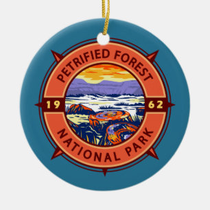 Décoration En Céramique Parc national de la Forêt pétrifiée Boussole rétro